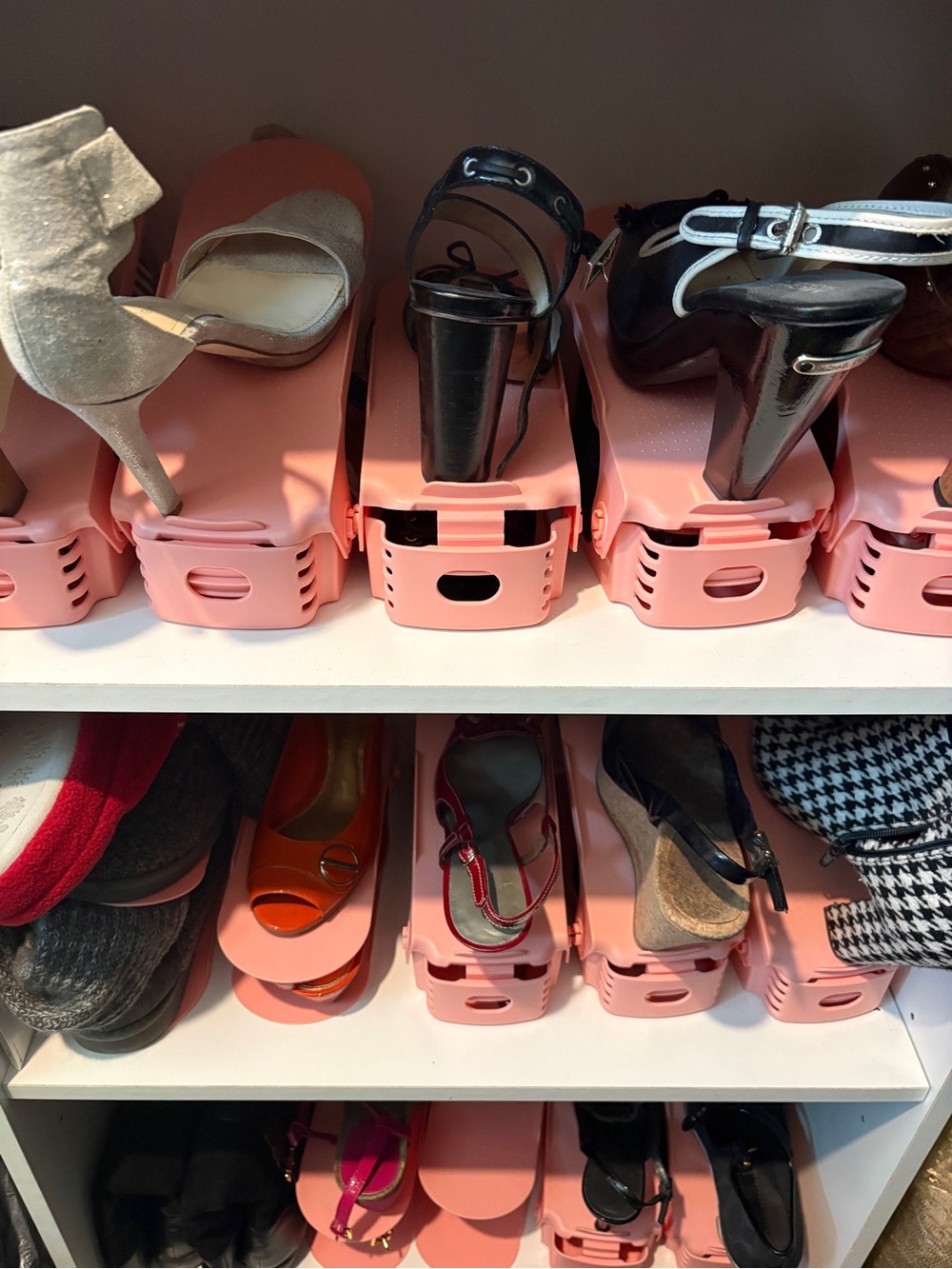 Adjustable Pink Shoe Organizer Riser - Set of 10!